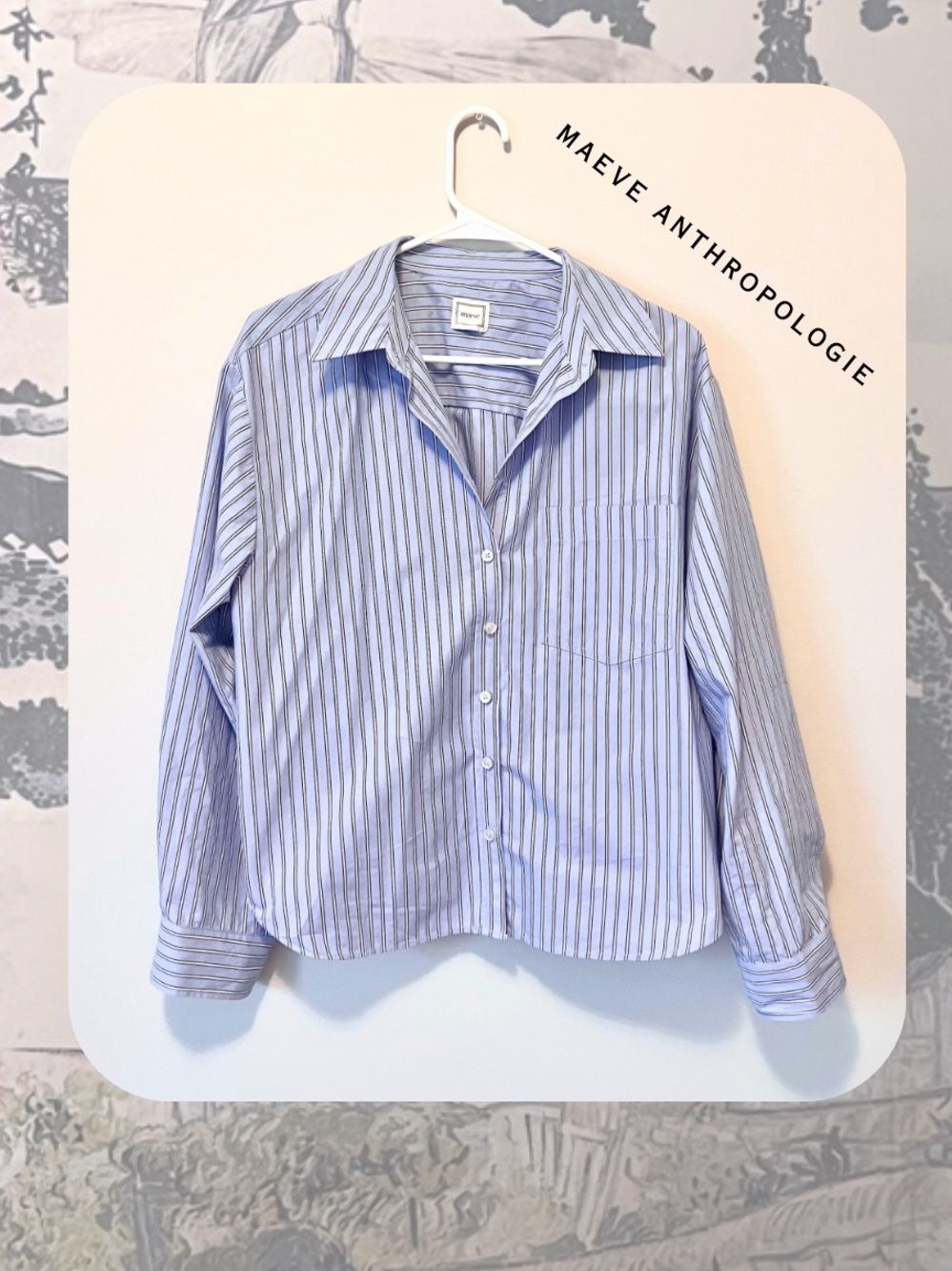 Maeve by Anthropologie Light Blue & White Striped Button-up Shirt